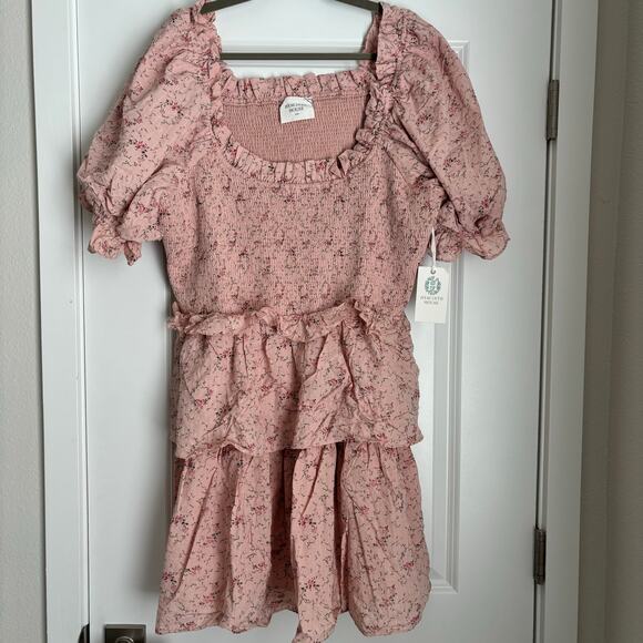 Hyacinth House Smocked Pink Floral Marie Mini Dress Size XXL NWT Cottagecore - Picture 2 of 7